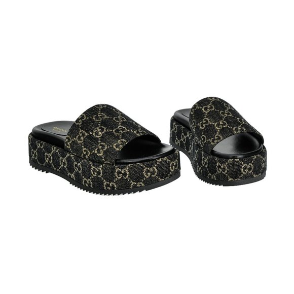 Gucci Shoes - Gucci 623212 Women's Denim Platform Slide Sandals